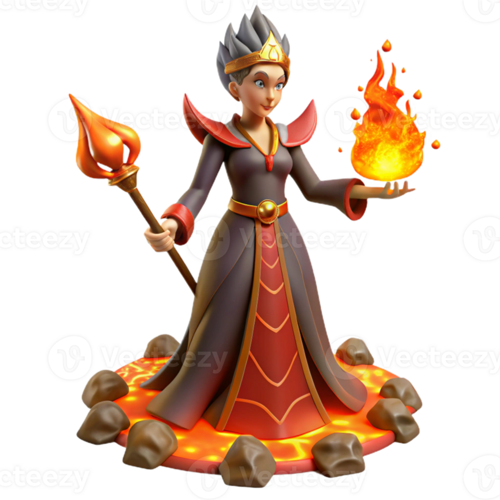 stunning artistic 3D Render Fantasy Queen Lava Fire Magic genuine png