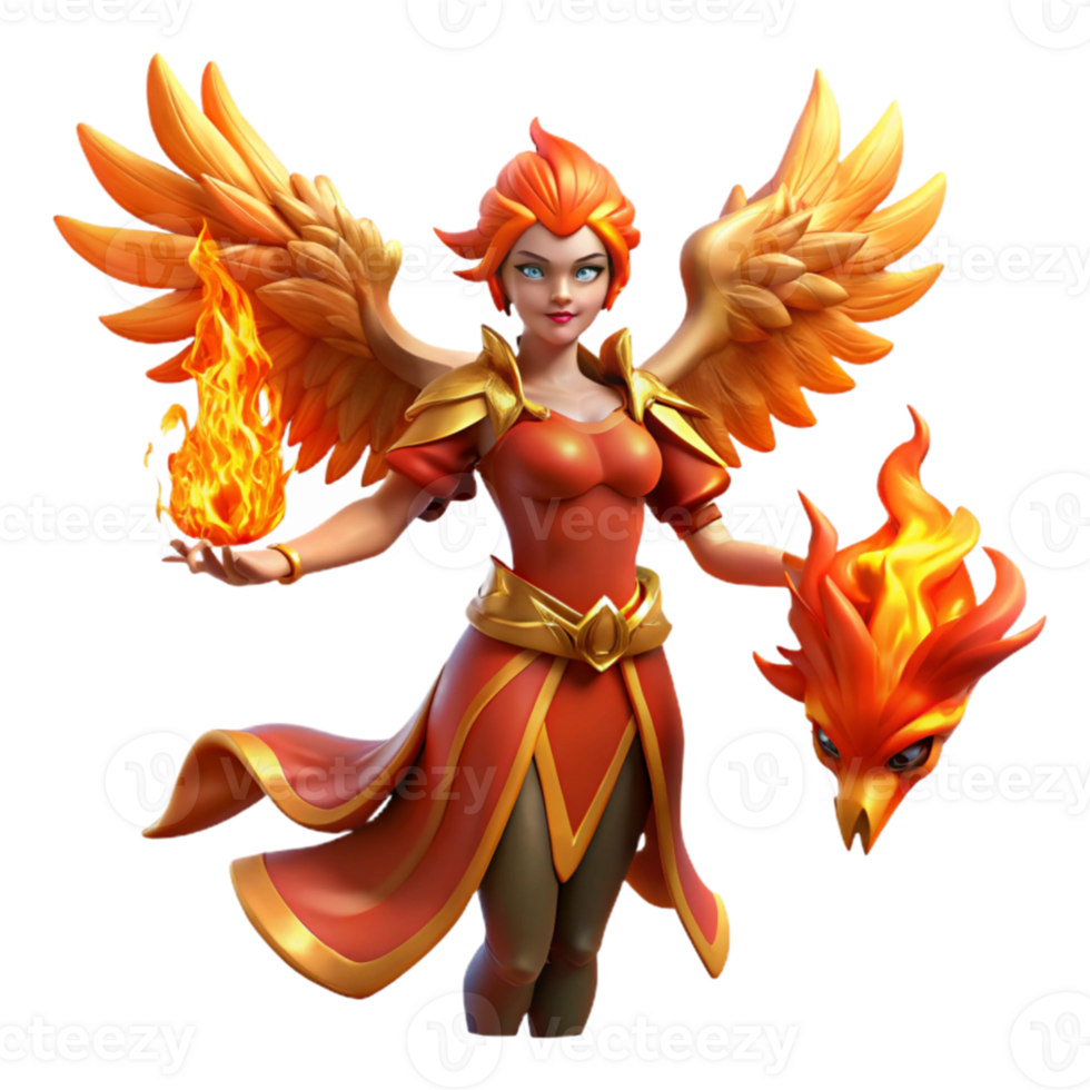 elegant contemporary Fiery Phoenix Wings 3D Illustration original png