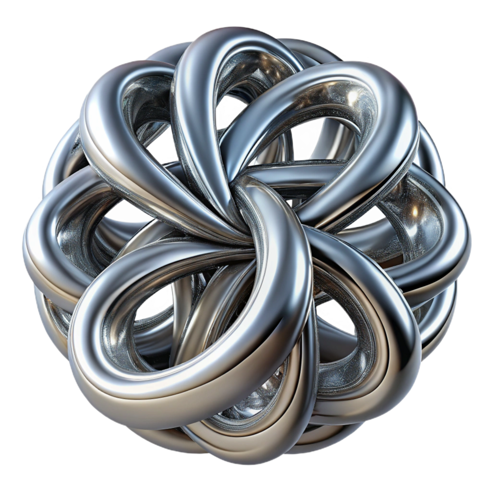 serene contemporary Abstract Metal Knot 3D Render of Intertwined Curves high resolution png