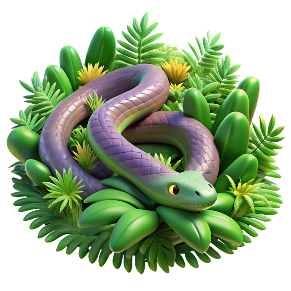 impressive vintage Jungle Snake in Lush Greenery original png
