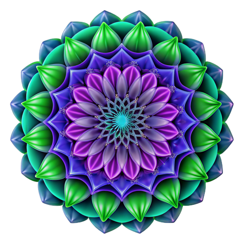 serene artistic Vibrant Floral Mandala Intricate Design, Symmetrical Pattern high resolution png