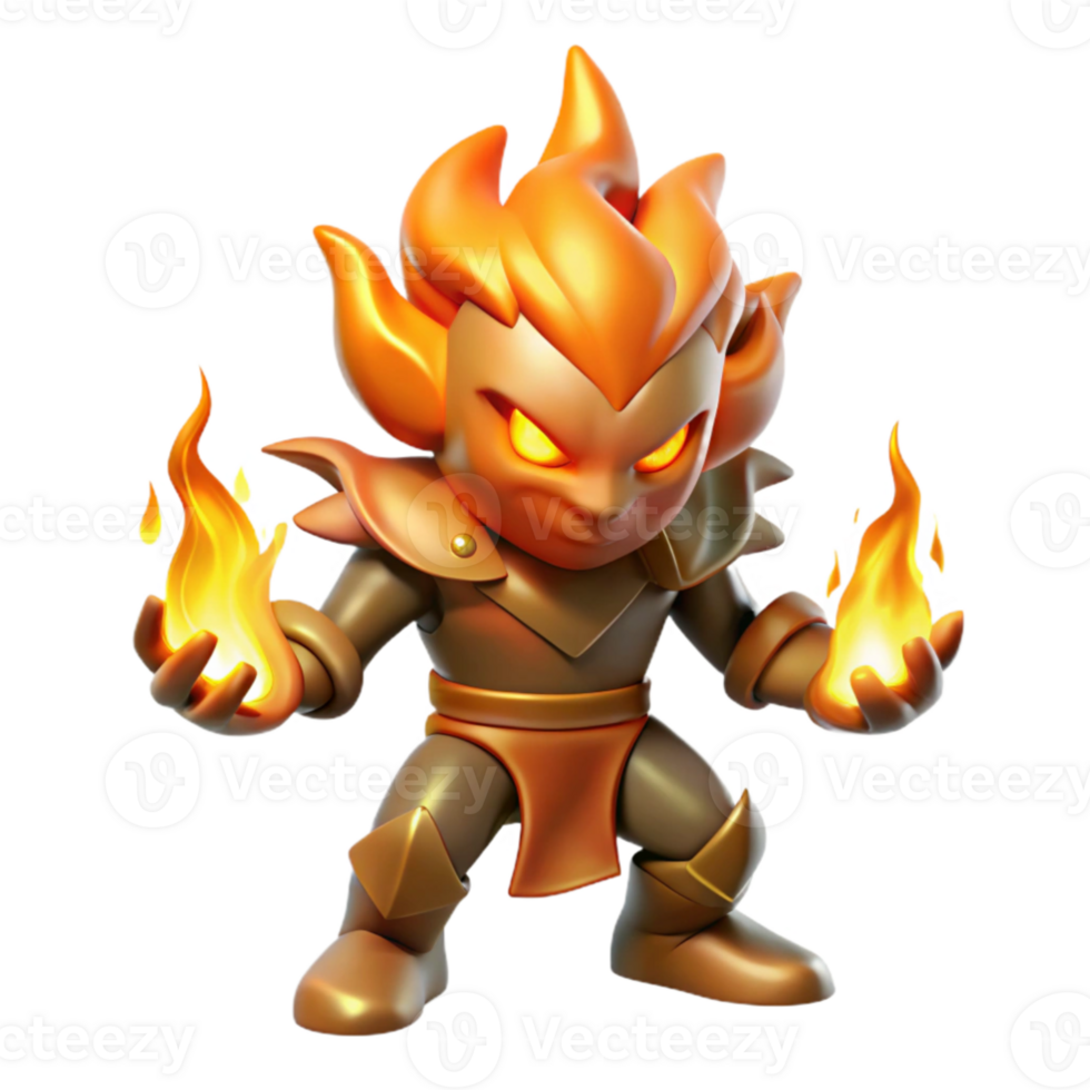 impressive modern Fiery 3D Render of a Fantasy Flame Warrior 4K png