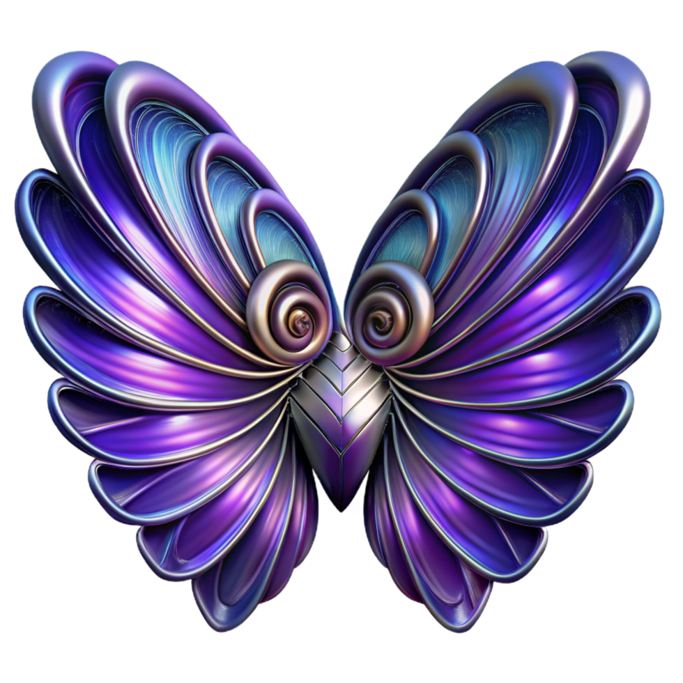 beautiful abstract Abstract Metallic Butterfly 3D Render of Purple Swirls premium png