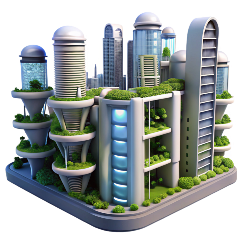 vibrant artistic Eco-Friendly Vertical City Sustainable Urban Design professional png