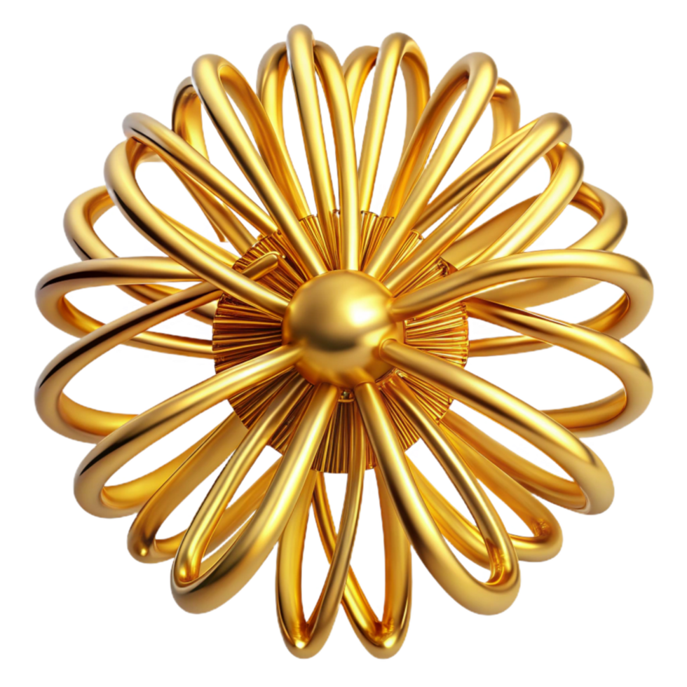 impressive rustic Golden Abstract Sphere 3D Render of Intertwined Rings exclusive png