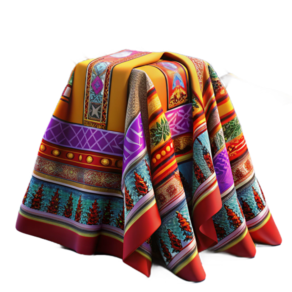 wonderful rustic Mysterious Box Covered in Vibrant Ethnic Cloth detailed png