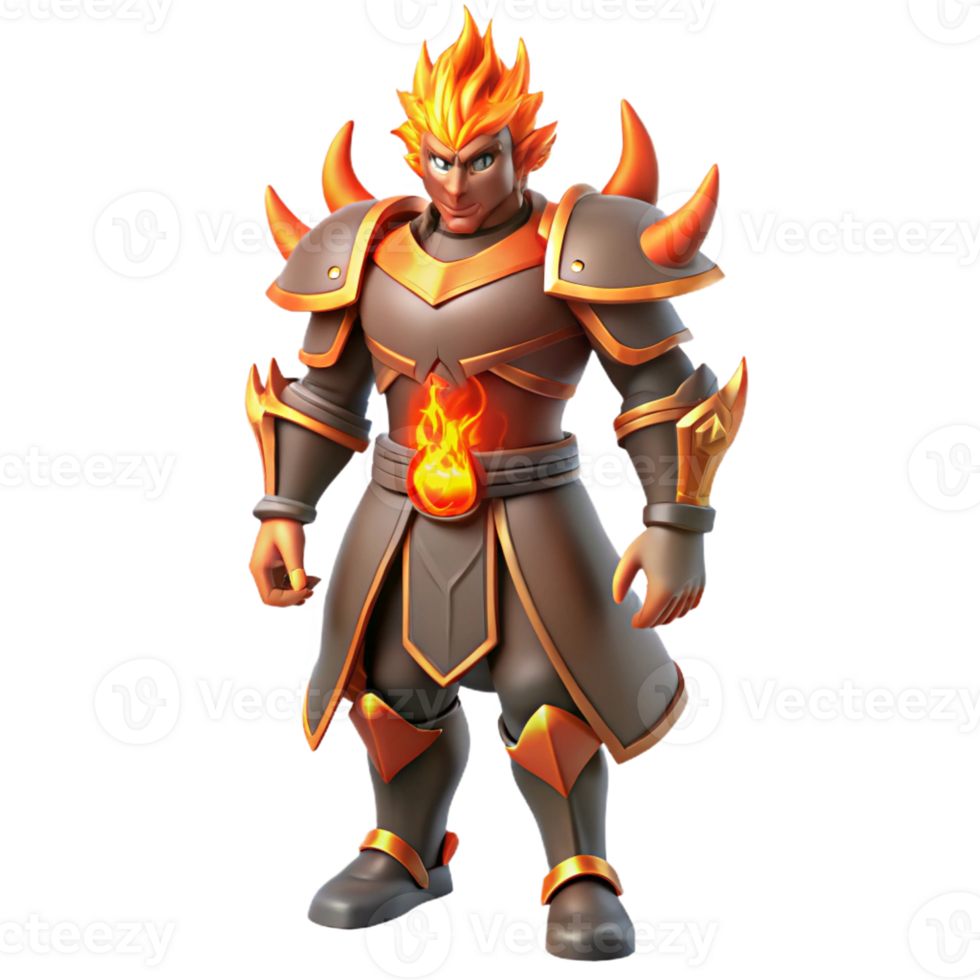 elegant creative Fiery Warrior 3D Render professional png