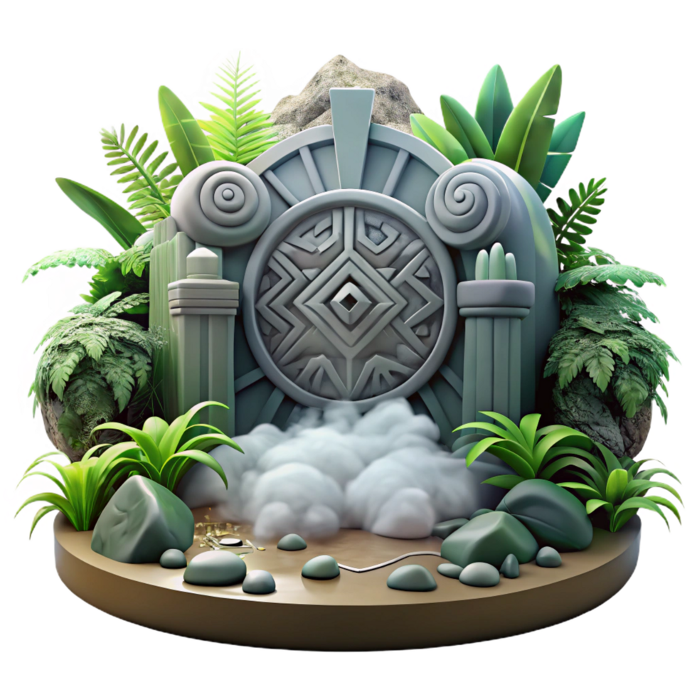 impressive creative Mystical Stone Gateway in Lush Jungle Setting authentic png