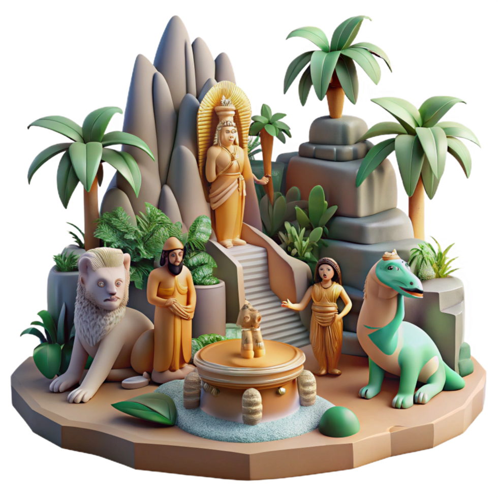 elegant creative Mythical Creature Scene 3D Render of Ancient Figures high quality png