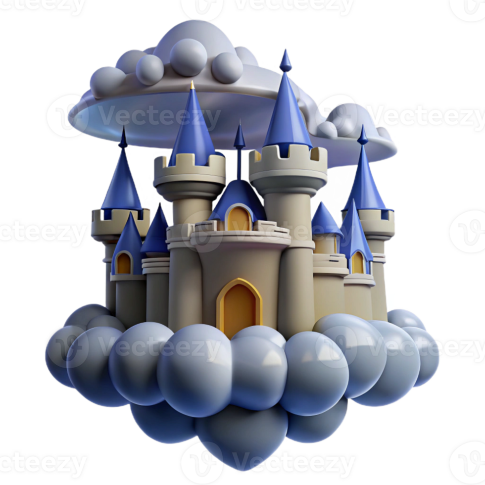 impressive contemporary Fairytale Castle 3D Render high resolution png