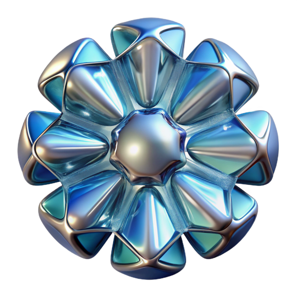 extraordinary rustic Abstract Metallic Flower 3D Render of Geometric Design detailed png