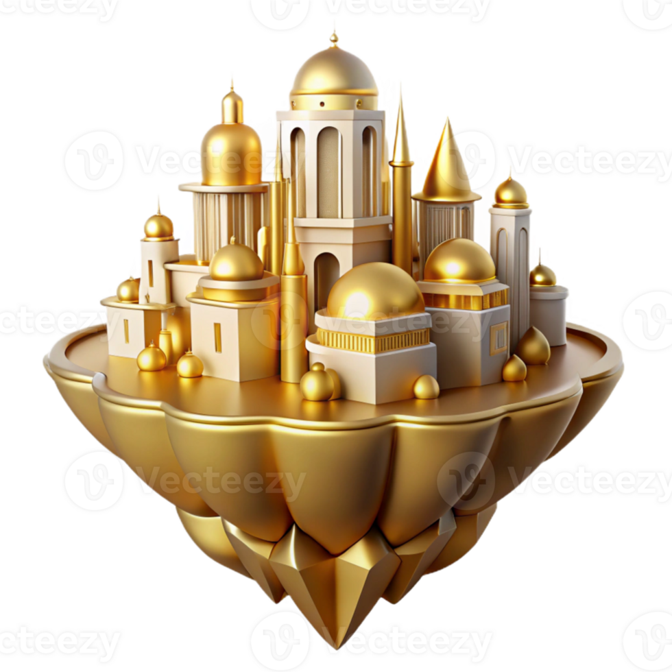 extraordinary rustic Golden City 3D Illustration authentic png