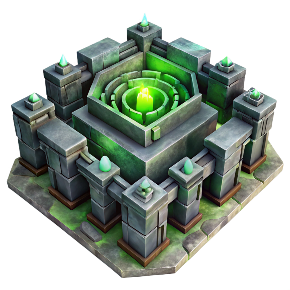 extraordinary artistic Ancient Stone Labyrinth with Glowing Core genuine png