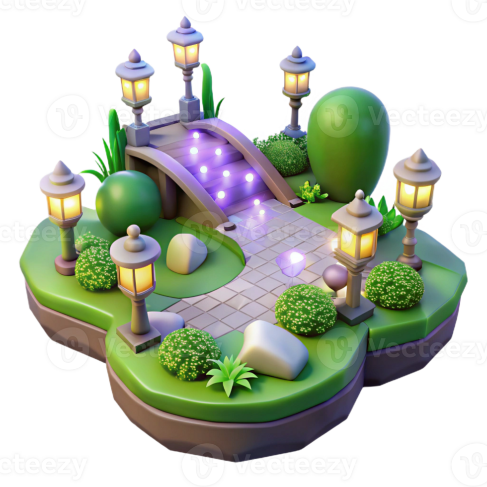wonderful rustic Enchanted 3D Garden Island premium png