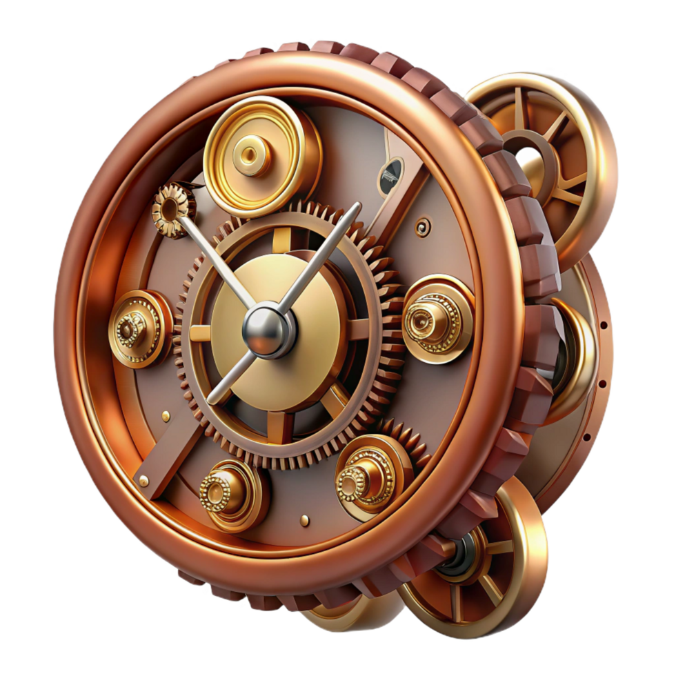 extraordinary traditional Intricate Gear Clock Mechanism Steampunk Design genuine png