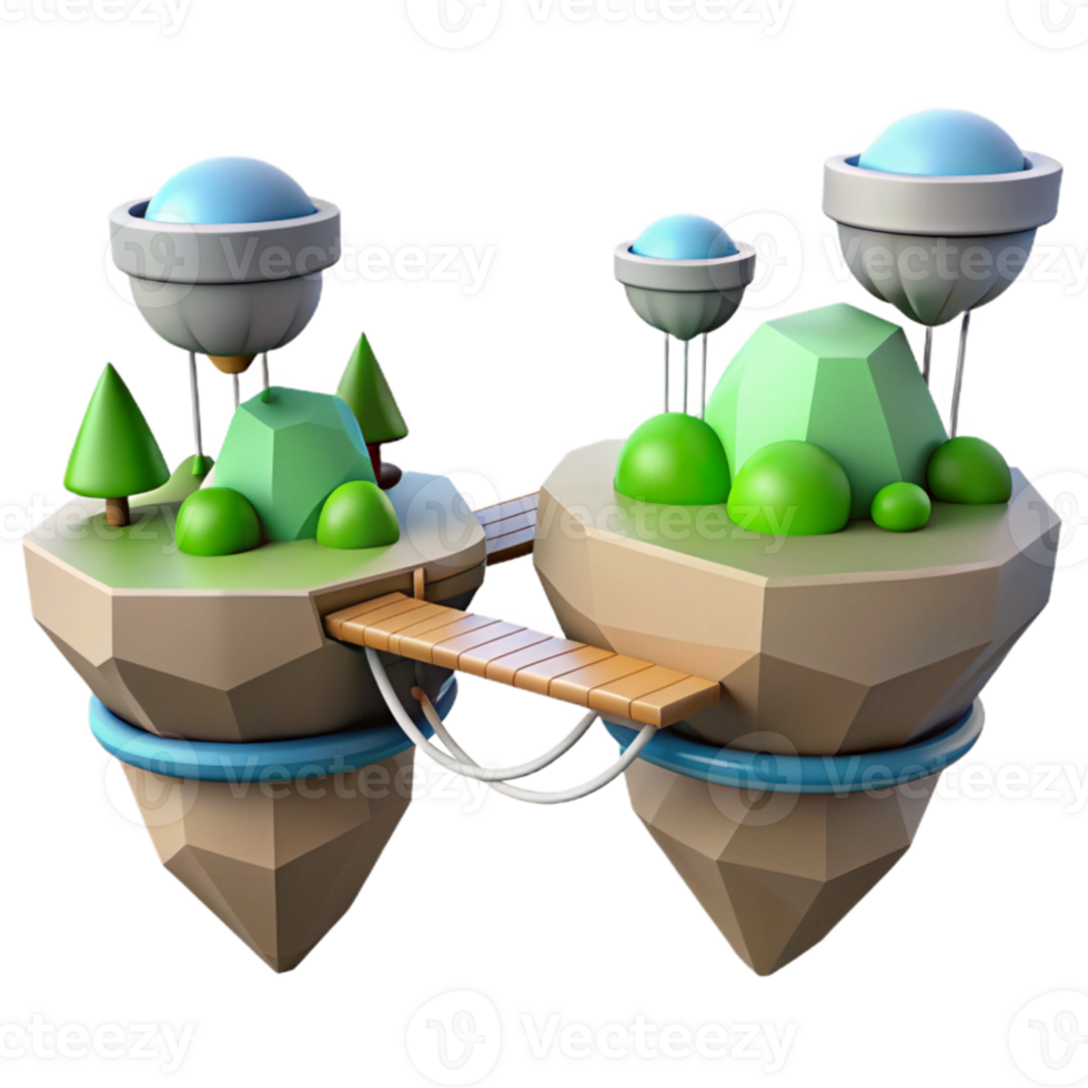 magnificent artistic Floating Island 3D Render premium png