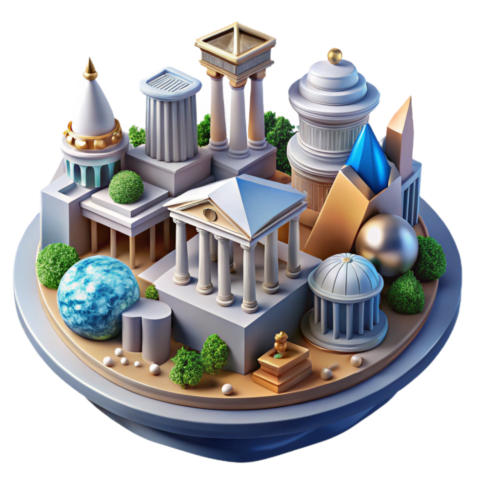 vibrant creative Classical Architecture A 3D Model of Ancient Structures high resolution png