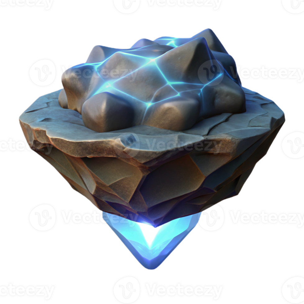 wonderful traditional Floating Rock Island 3D Render premium png