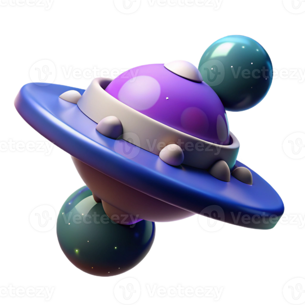 impressive artistic 3D Cartoon Spaceship Illustration original png