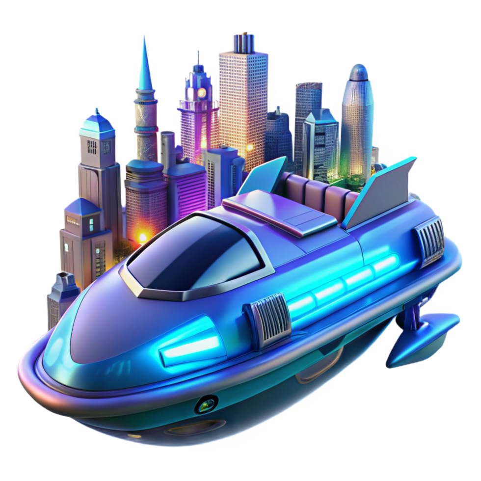 Futuristic City Hovercraft A Glimpse into Tomorrows Transportation png