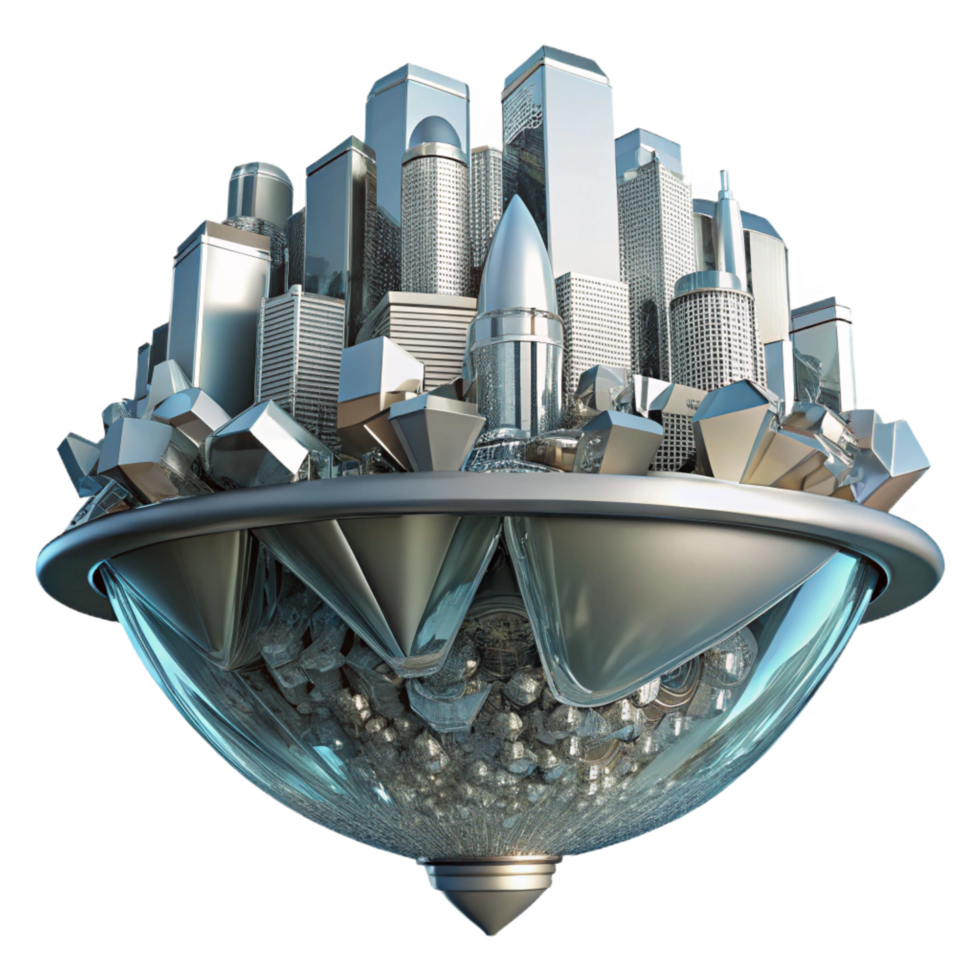 impressive creative Floating City A Futuristic Metropolis on a Crystal Base detailed png