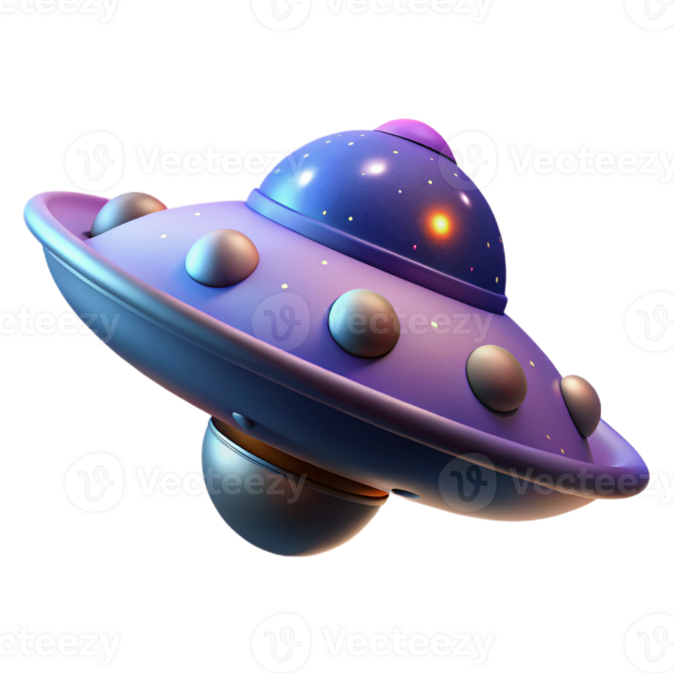 stunning rustic Cartoon UFO 3D Render detailed png