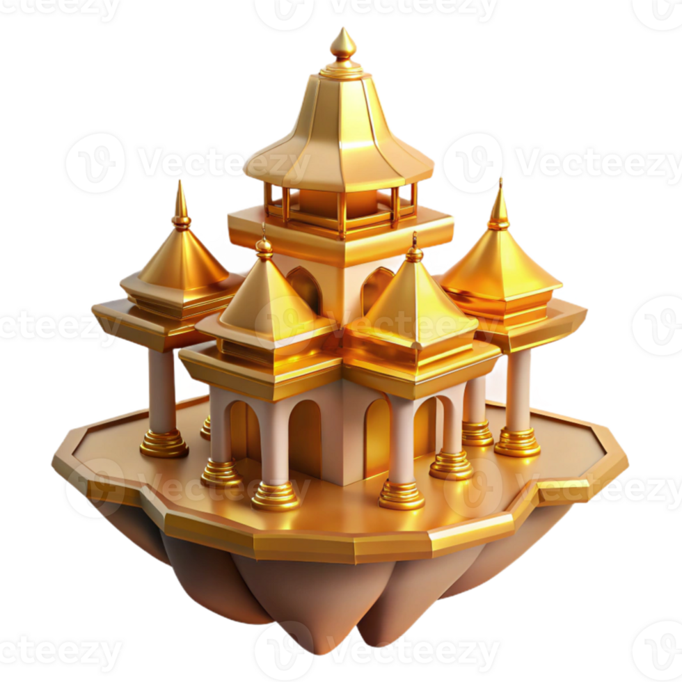 dramatic traditional Golden Temple 3D Illustration high quality png