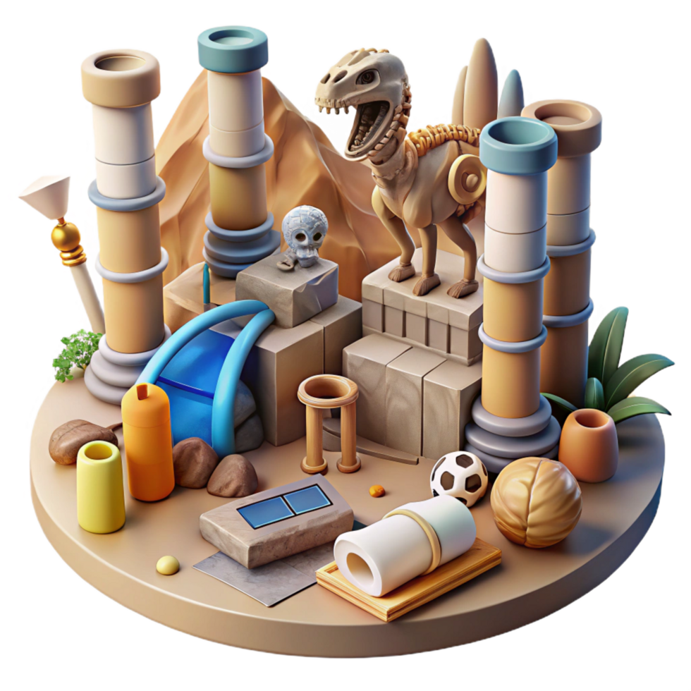 magnificent modern Ancient Ruins Exploration Dinosaur Skeleton Discovery authentic png