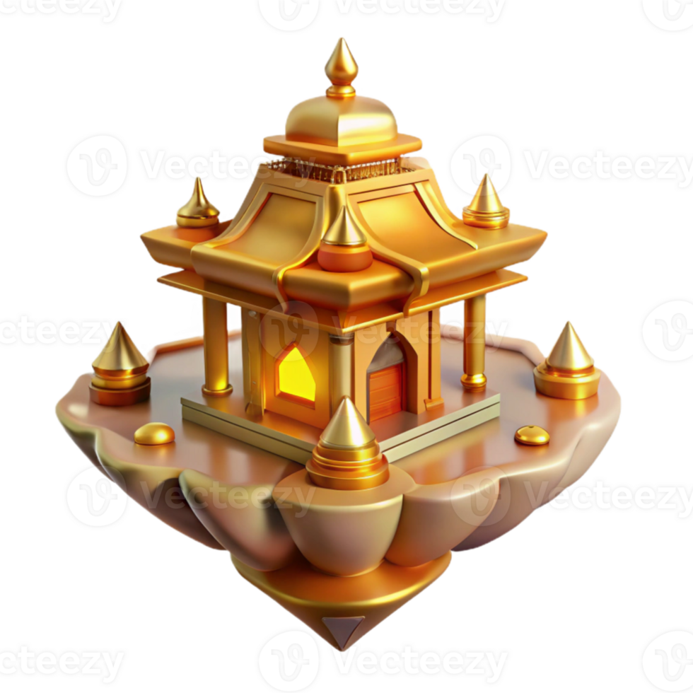 impressive contemporary Golden Temple 3D Render genuine png