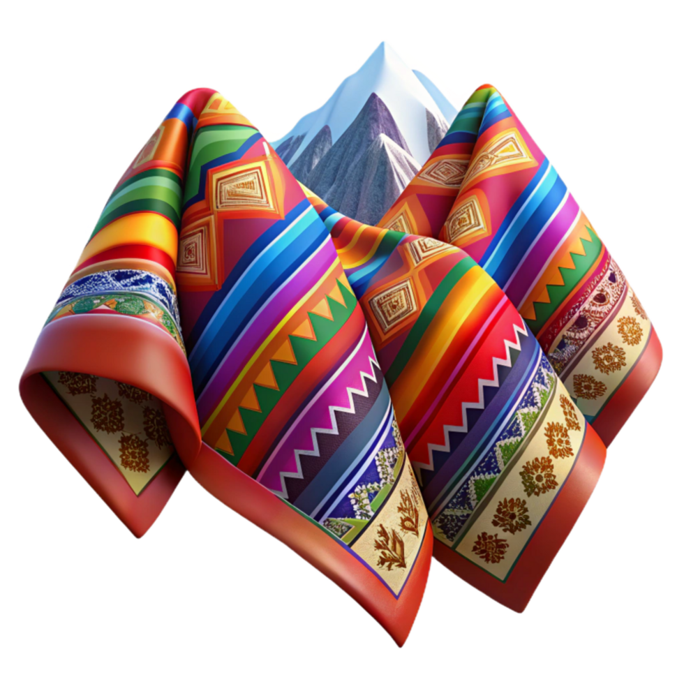 elegant creative Vibrant Andean Textile and Mountain Landscape original png