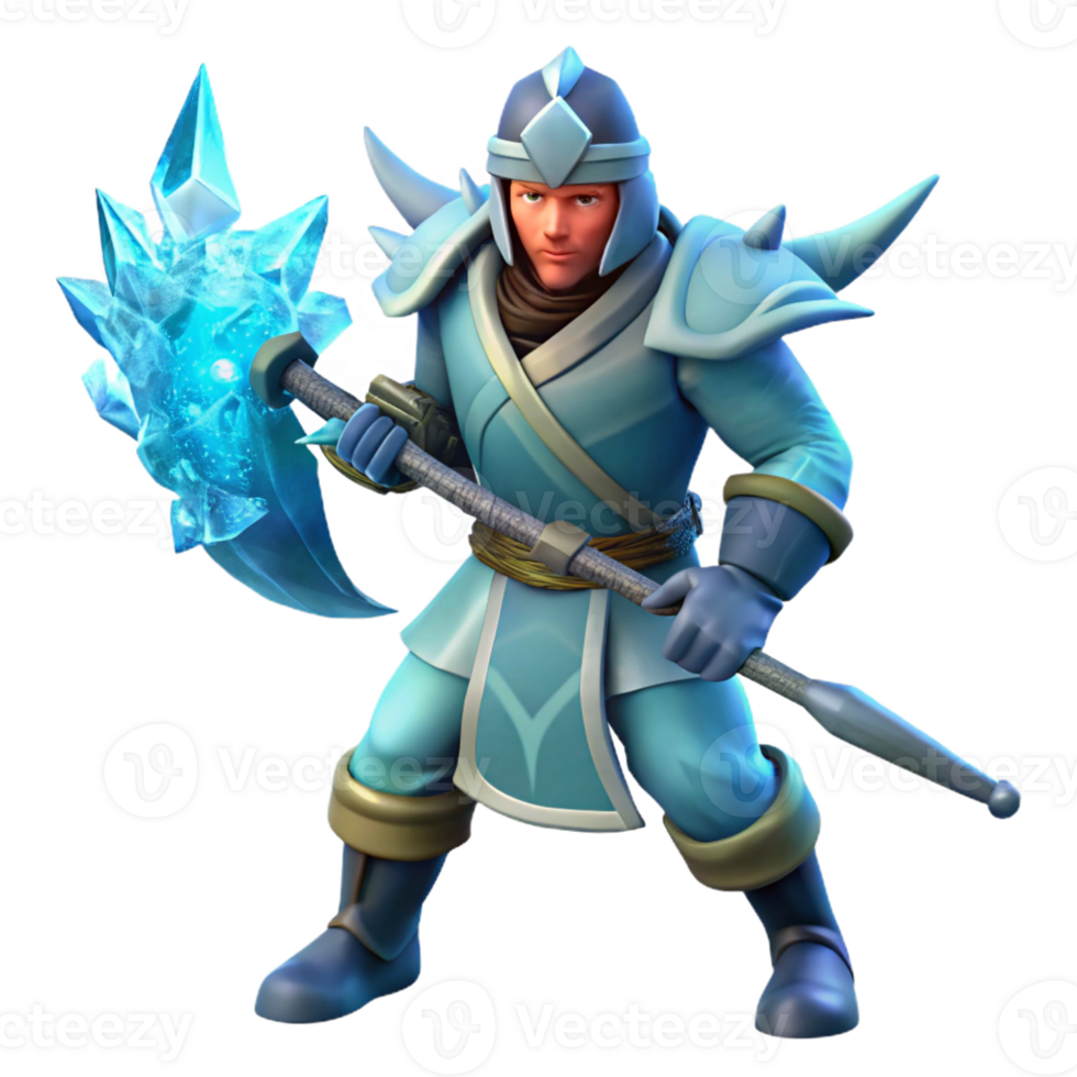 impressive abstract 3D Render Ice Warrior Fantasy Character professional png