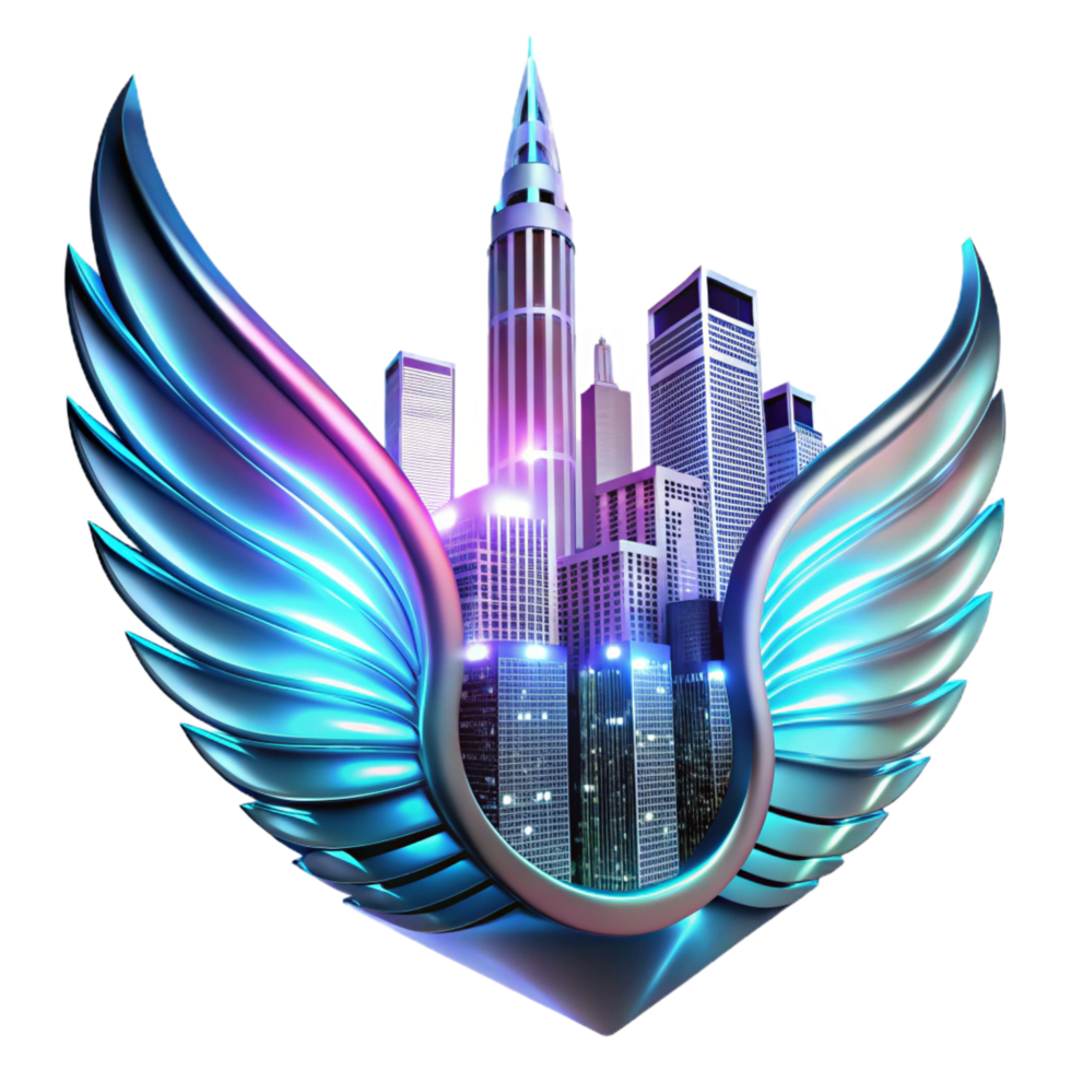magnificent abstract Cityscape with Wings Urban Fantasy Art professional png