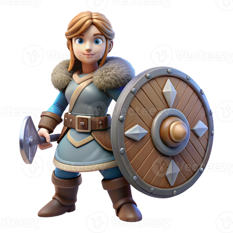 elegant abstract Brave Female Warrior 3D Render premium png