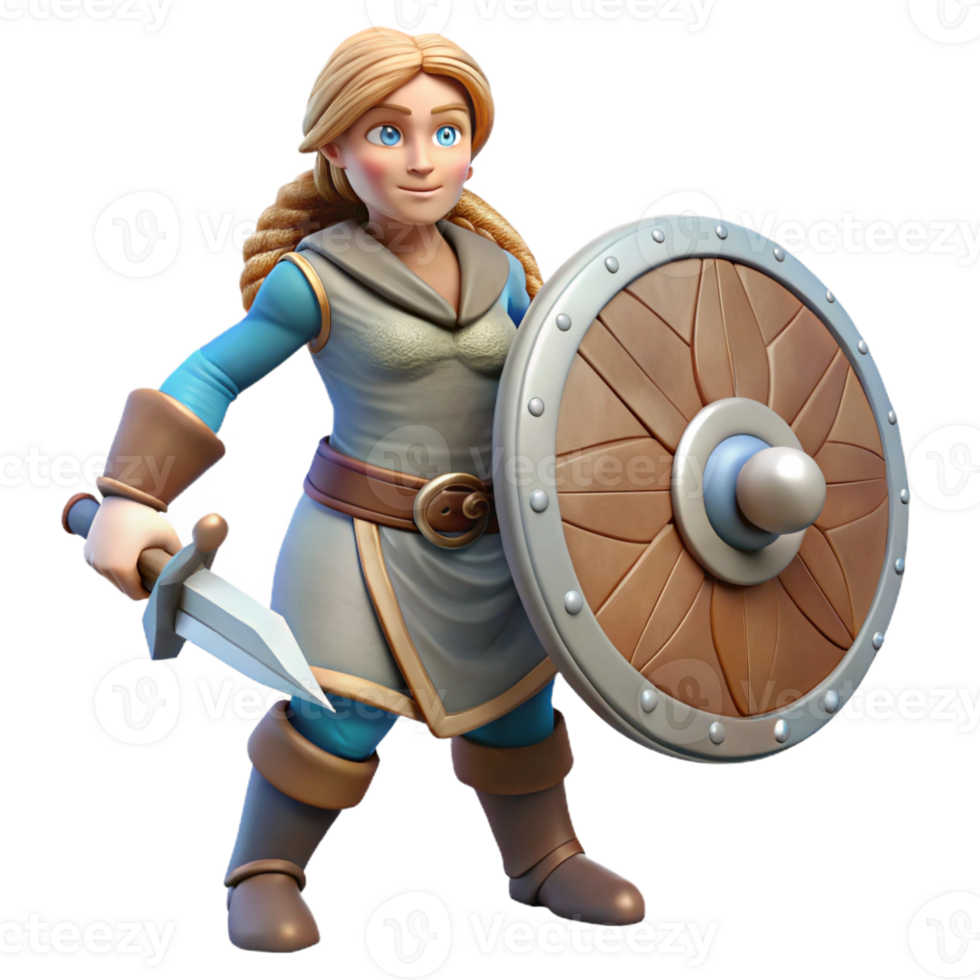 magnificent modern Brave Female Warrior 3D Render professional png
