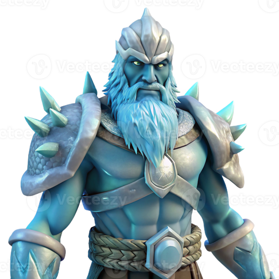 beautiful rustic Ice Giant 3D Render, Fantasy Warrior authentic png