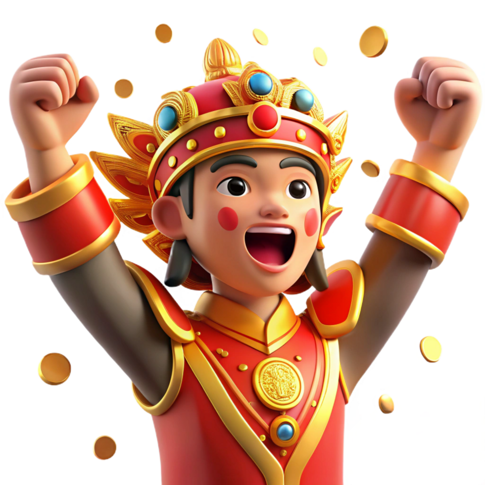 dramatic artistic Joyful Emperor Asian-Inspired 3D Cartoon professional png
