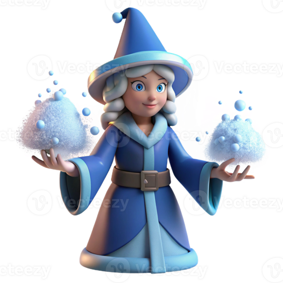 wonderful modern 3D Render of a Cute Winter Wizard high quality png