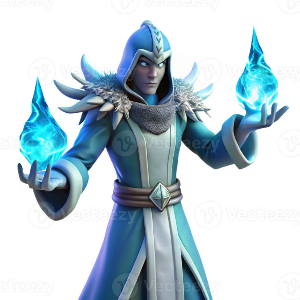 wonderful artistic 3D Render Ice Wizard Fantasy Character genuine png