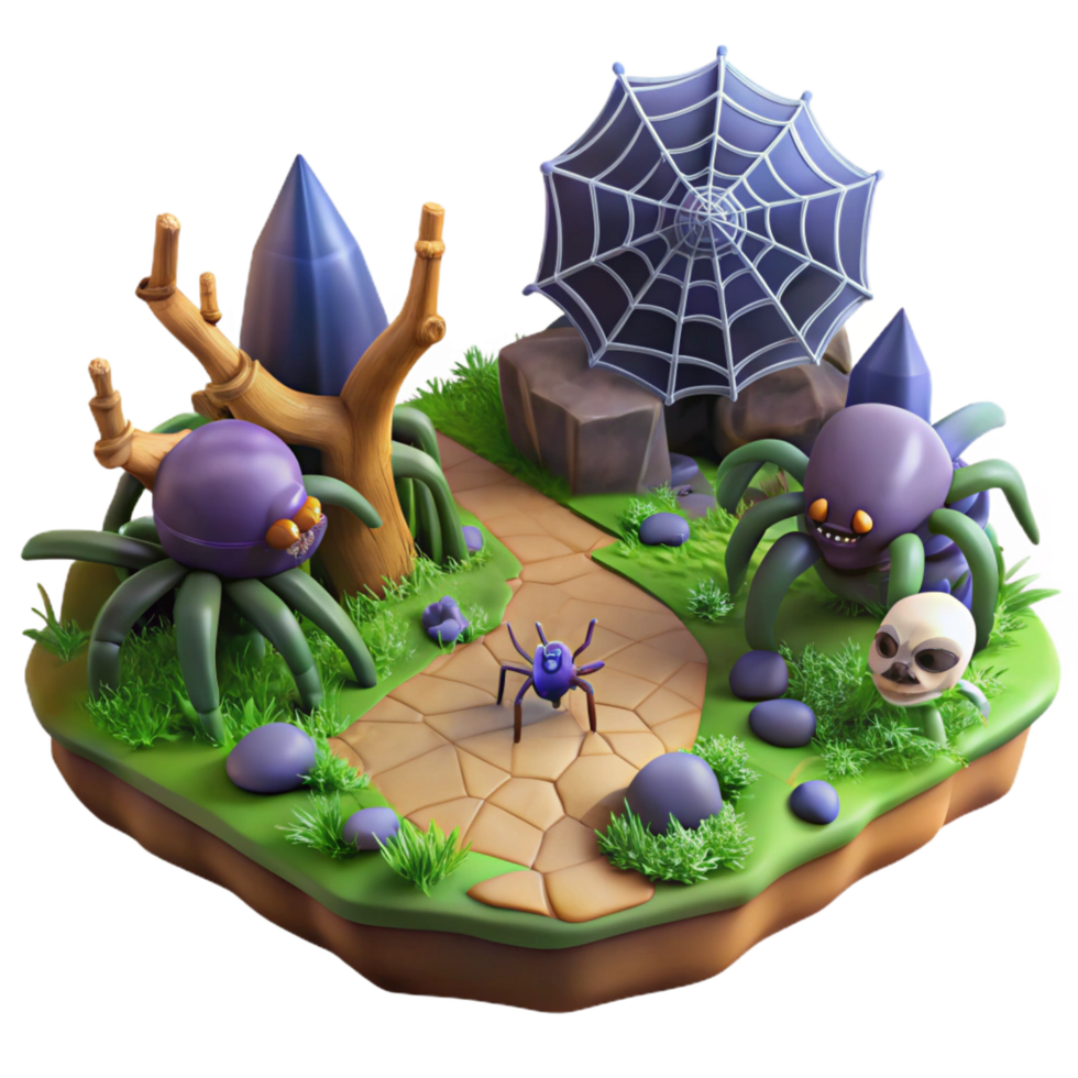 elegant classic Enchanted Spider Grotto 3D Render exclusive png