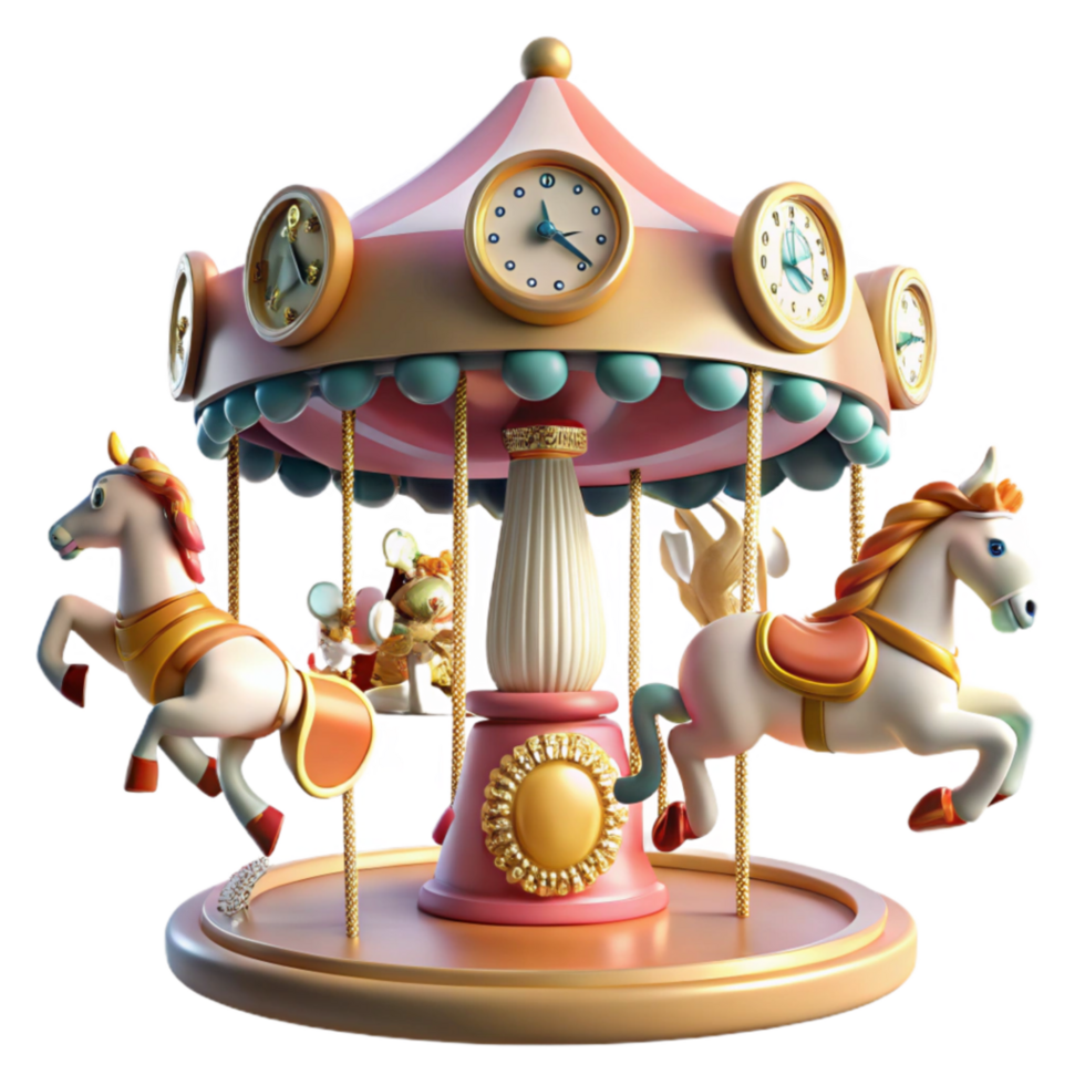 impressive abstract Whimsical Carousel with Clocks A Fairytale Ride high resolution png