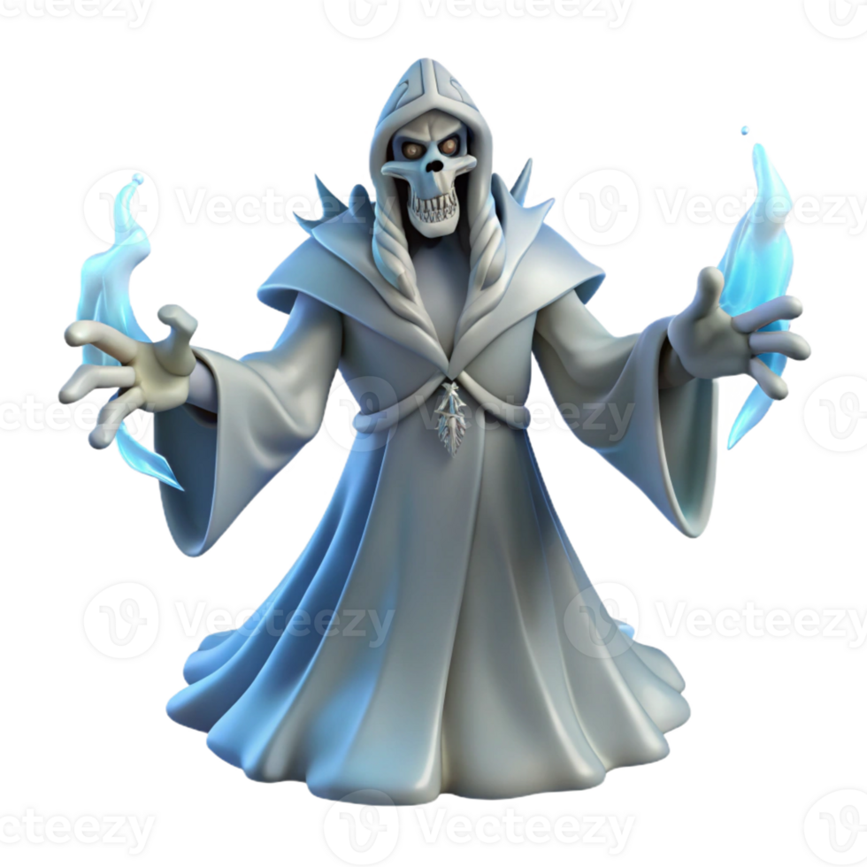 stunning minimalist 3D Render of Skeletal Sorcerer detailed png