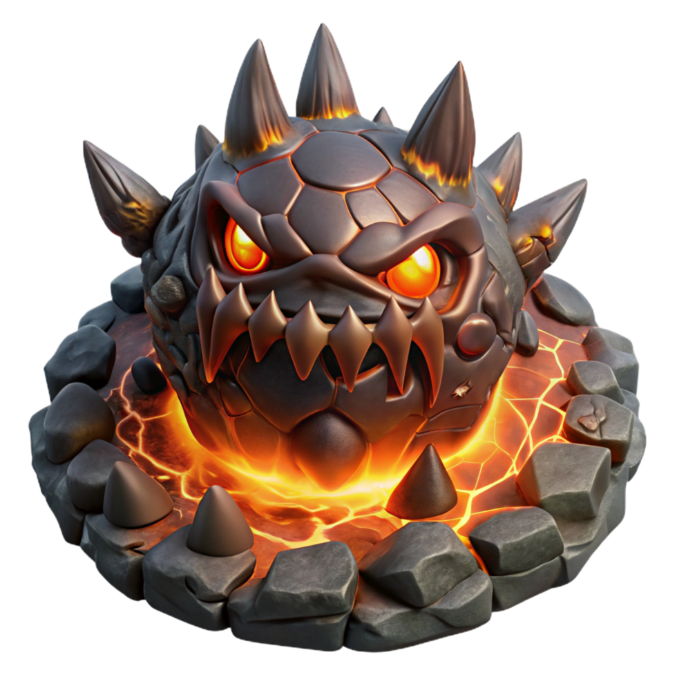 dramatic abstract Fiery Lava Monster 3D Render of Volcanic Creature original png