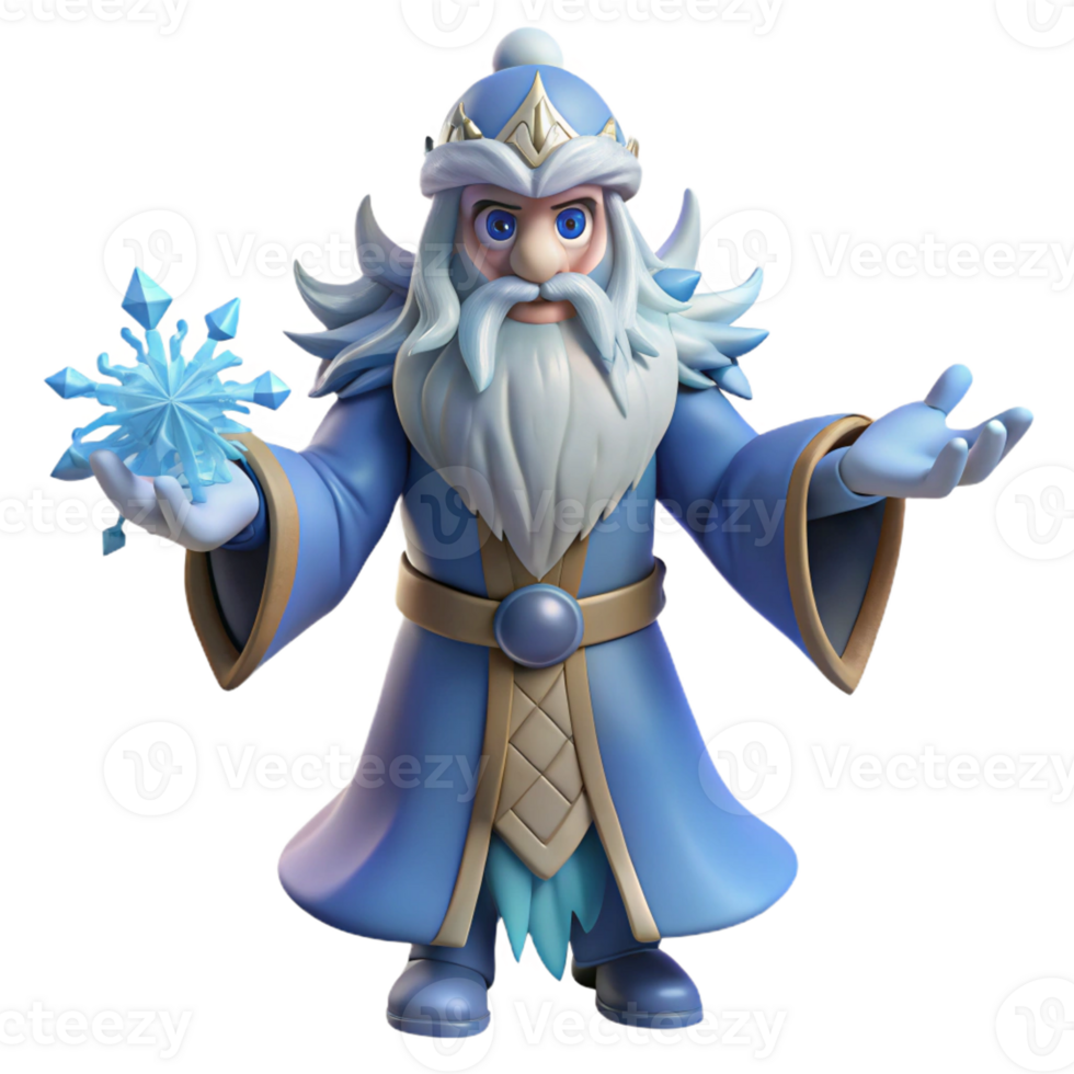 elegant contemporary Winter Wizard 3D Render authentic png