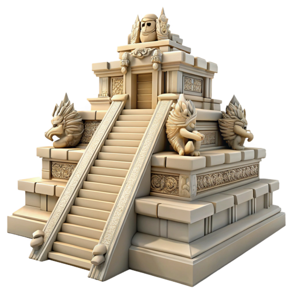wonderful modern Ancient Pyramid Temple 3D Model Step Pyramid with Winged Creatures original png
