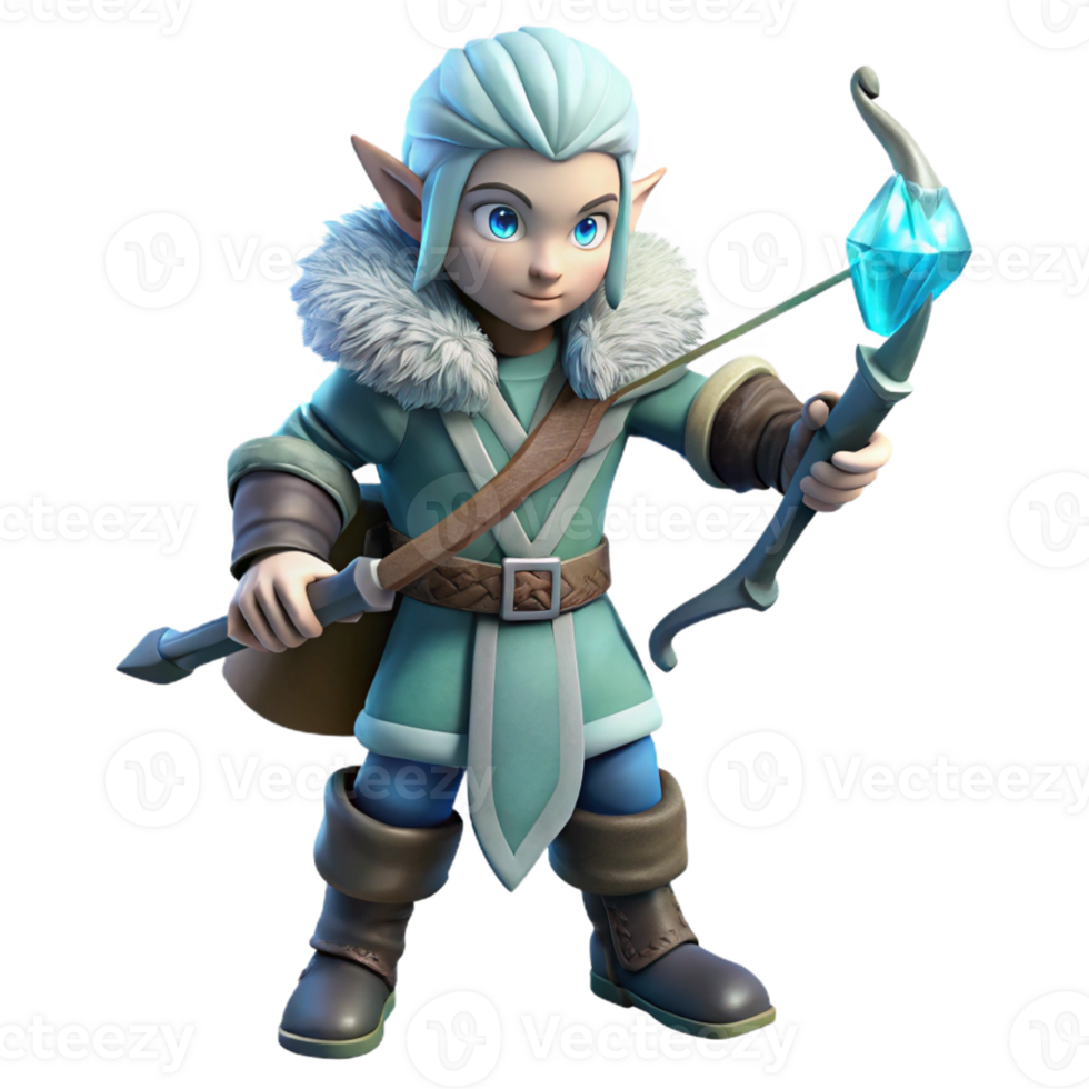 vibrant rustic 3D Render of Fantasy Elf Archer genuine png