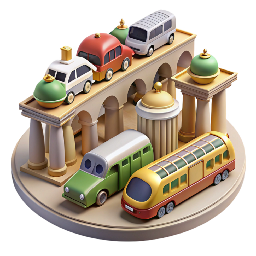 Toy City Miniature Vehicles and Architecture png