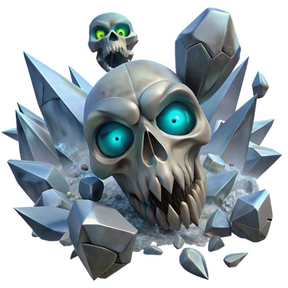impressive rustic Frozen Skull Crystals, Ice, and Death detailed png