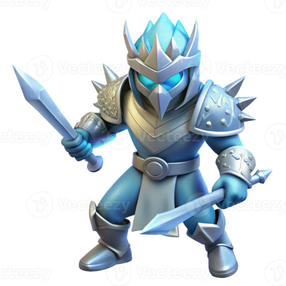 elegant modern Ice Knight 3D Render authentic png