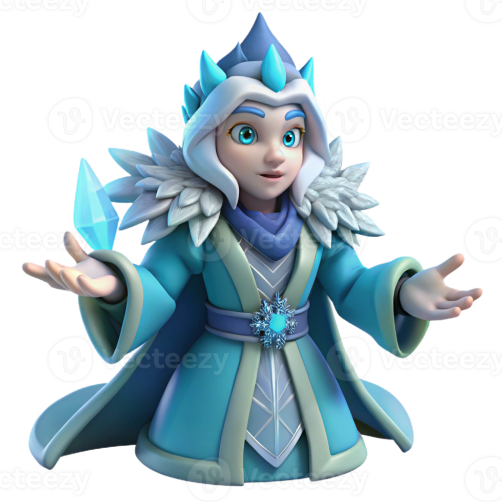 beautiful creative Ice Queen 3D Render premium png