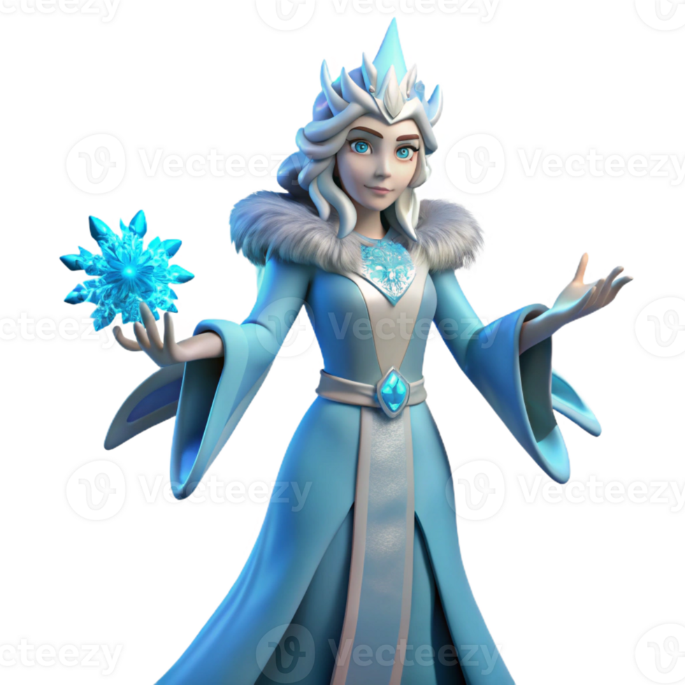 dramatic abstract Ice Queen 3D Render professional png